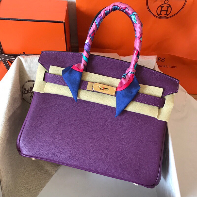 Hermes Birkin 30CM Togo Leather Handbag Purple